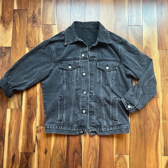 John Galt Brandy Melville Kaylee Washed Black Denim Jacket Small - Picture 1 of 5